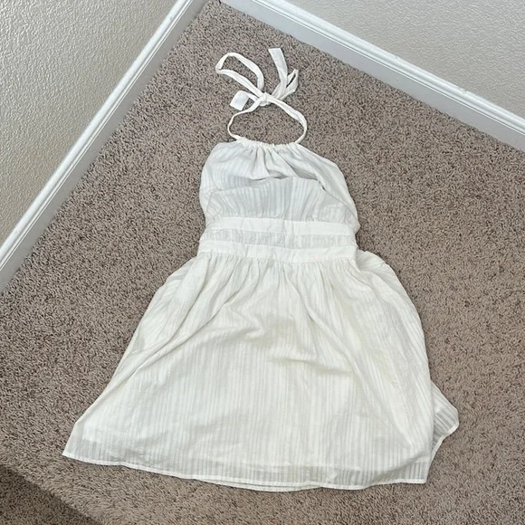 Wild Fable White Sleeveless Halter Mini Dress open back sun dress 100% cotton - Picture 1 of 8